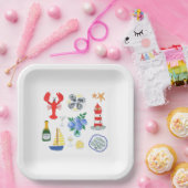 New England Seafood Themed Dinner Pappteller (Party)