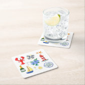 New England Seafood - Themed Rechteckiger Pappuntersetzer (Vor Ort)