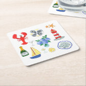 New England Seafood - Themed Rechteckiger Pappuntersetzer (angewinkelt)