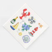 New England Seafood Themed Serviette (Ecke)