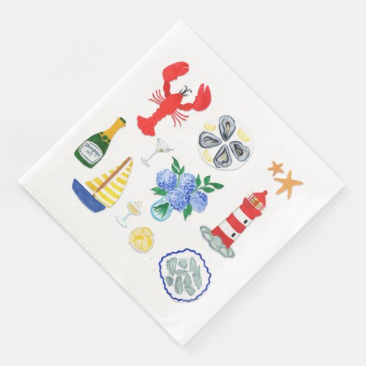 New England Seafood Themed Serviette (Ecke)