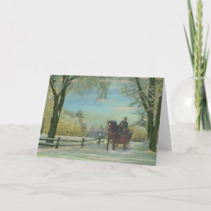 New England Sleigh Ride, Gallery Card (Christmas) Feiertagskarte