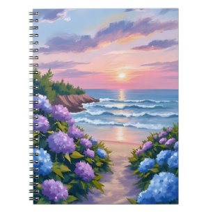 New England Sommer   Hortensien-Strandmalerei Notizblock