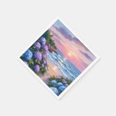 New England Sommer | Hortensien-Strandmalerei Serviette (Ecke)