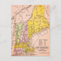 New-England-Staaten-Karte Postkarte