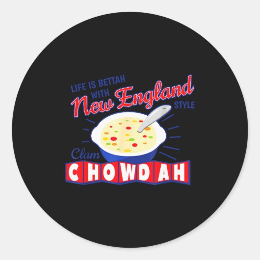 New England Style Clam Chowder Runder Aufkleber (Vorderseite)
