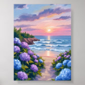 New England Summer | Hydrangea Beach Painting Poster (Vorne)