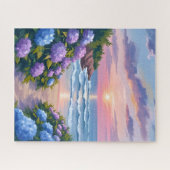 New England Summer | Hydrangea Beach Painting Puzzle (Horizontal)