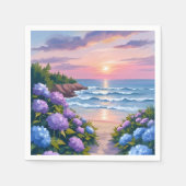 New England Summer | Hydrangea Beach Painting Serviette (Vorderseite)