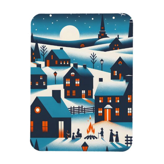New England Village - Winter Scene Card Magnet (Vertikal)