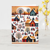 New England Village - Winterlandschaft Karte (Gelbe Blume)