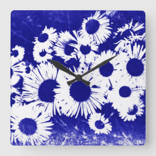 New England Wild Aster Quadratische Wanduhr