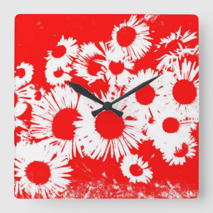 New England Wild Aster Quadratische Wanduhr