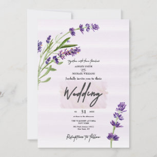 New Fashion Levander Calligraphic Wedding Einladung
