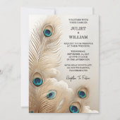 New Feather Rustic Asian Sky Cloud Peacock Wedding Einladung (Vorderseite)