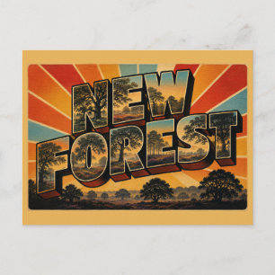 New Forest England Vintage Reise Kunst Postkarte
