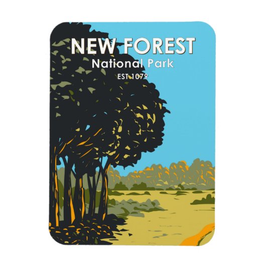 New Forest National Park England Vintag Magnet (Vertikal)