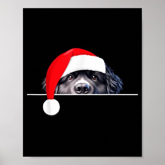 New Foundland Dog Lover Funny Santa Hat Christmas Poster (Vorne)