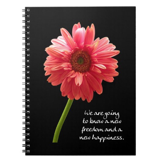 New Freedom New Happiness Pink Gerbera Journal Notizblock (Vorderseite)