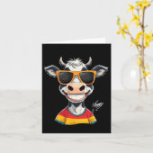 New Glarus Wi Usa Funny Cow Cartoon Design  Karte (Gelbe Blume)