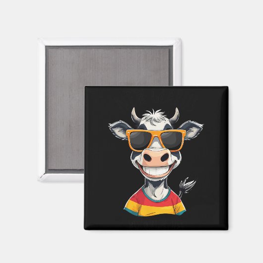 New Glarus Wi Usa Funny Cow Cartoon Design  Magnet (Vorderseite/Rückseite)