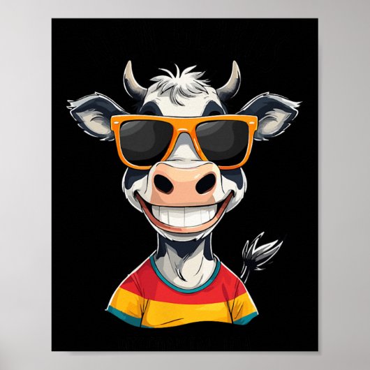 New Glarus Wi Usa Funny Cow Cartoon Design Poster (Vorne)