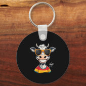 New Glarus Wi Usa Funny Cow Cartoon Design Schlüsselanhänger (Vorderseite)