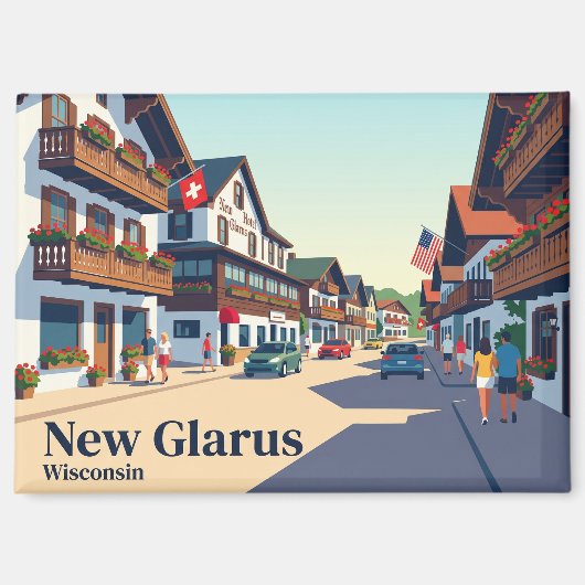 New Glarus, Wisconsin USA Magnet (Vorderseite)