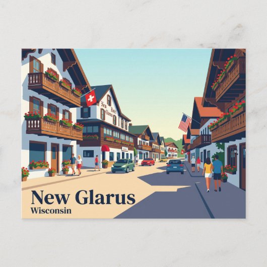 New Glarus, Wisconsin USA Postkarte (Vorderseite)