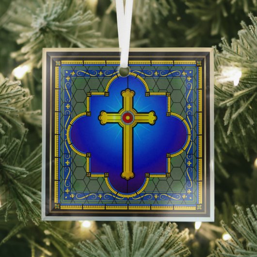 NEW Glass Cross Ornament Aus Glas (Insitu)