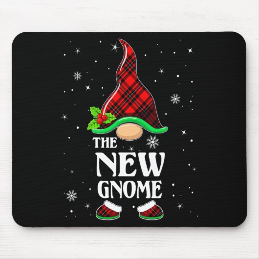 New Gnome Red Plaid Matching Family Christmas Paja Mousepad (Vorne)
