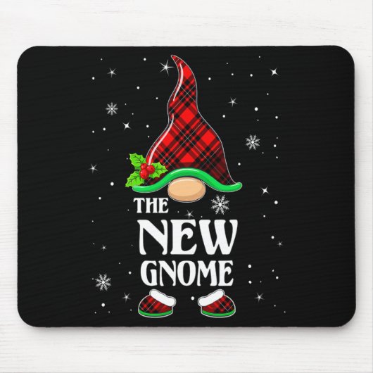 New Gnome Red Plaid Matching Family Christmas Paja Mousepad (Vorne)