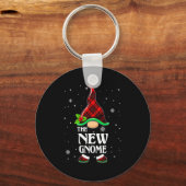 New Gnome Red Plaid Matching Family Christmas Paja Schlüsselanhänger (Vorderseite)