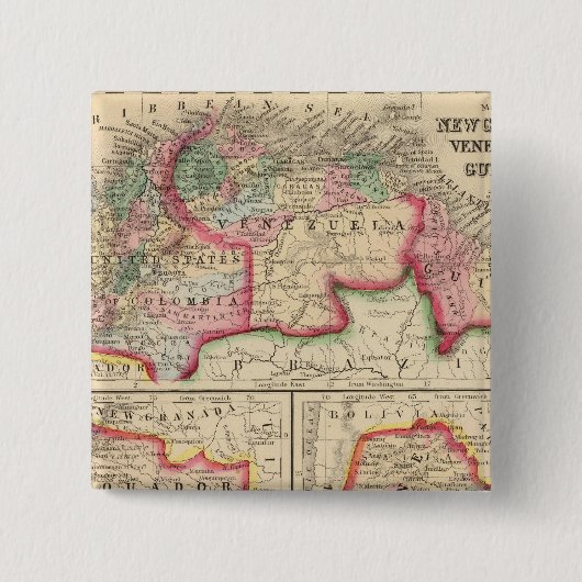 New Granada, Venezuela, Guyana Karte von Mitchell Button (Vorderseite)