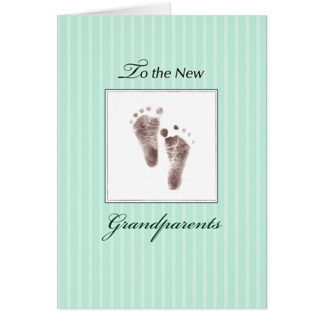 New Grandeltern of Baby, Neutral Green Footprints (Vorne)