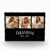 New Grandma Est. Year Custom Name 3 Photo Fotoblock (Vorderseite)