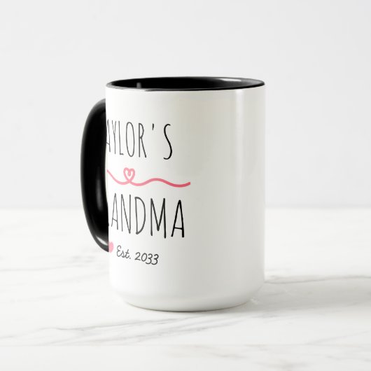 New Grandma with Custom Name, Title & Est. Year Tasse (Vorderseite Links)