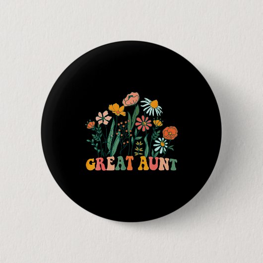 New Great Aunt Wildflower First Birthday & Bab Button (Vorderseite)
