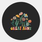 New Great Aunt Wildflower First Birthday & Bab Runder Aufkleber (Vorderseite)