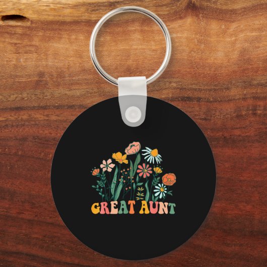 New Great Aunt Wildflower First Birthday & Bab Schlüsselanhänger (Vorderseite)