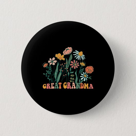 New Great Grandma Wildflower First Birthday & Button (Vorderseite)