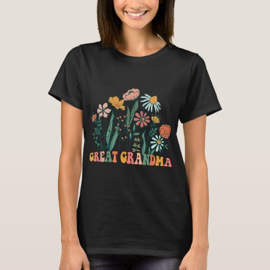 New Great Grandma Wildflower First Birthday &amp;  T-Shirt (Vorderseite)
