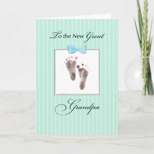 New Great Opa of Great Grandson Green Footprin Karte (Vorderseite)