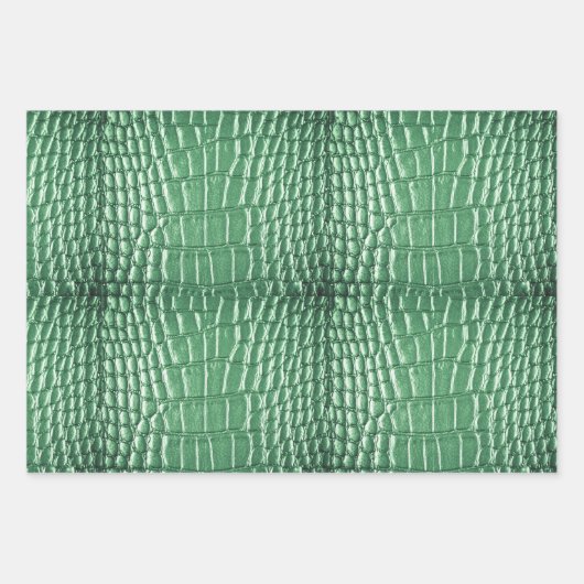 New! Green Faux Leather Geschenkpapier Set (Vorderseite 2)