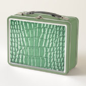 New! Green Faux Leather Metall Brotdose (Vorderseite)