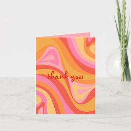 New Groove Retro Abstrakt Pink Orange Vielen Dank Einladung