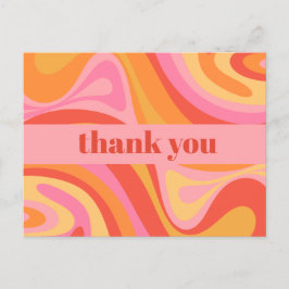 New Groove Retro Abstrakt Pink Orange Vielen Dank Postkarte