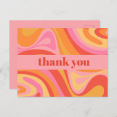 New Groove Retro Abstrakt Pink Orange Vielen Dank Postkarte (Vorne/Hinten)