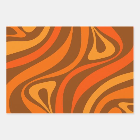 New Groove Trippy Retro 70er Orange Brown Abstrakt Geschenkpapier Set (Vorderseite 2)