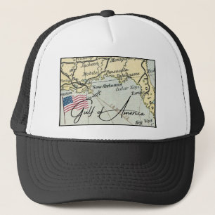 New GULF OF AMERICA name on US Map American Flag Truckerkappe